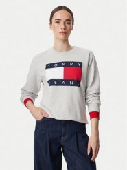 Tommy Jeans Bluza Flag DW0DW23906 Szary jasny Regular Fit. Szare bluzy bez kaptura Tommy Jeans, s, bez wzorów, z bawełny, bez kaptura. Za 409.99 zł.