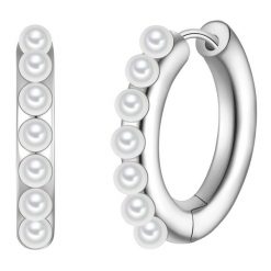 Yokoamii Kolczyki kola z metalowego stopu w srebrze z Perla (synth.) 1 ct Damski. Białe kolczyki Yokoamii, z perłą, metalowe. Za 99.99 zł.