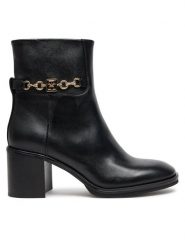 Tommy Hilfiger Botki FW0FW08183 Czarny. Czarne botki Tommy Hilfiger, bez wzorów, ze skóry, bez obcasa, na słupku, bez zapięcia. Za 519.99 zł.