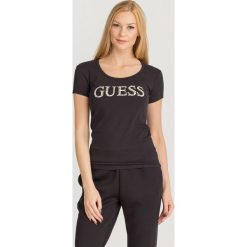 T-SHIRT LOGO Guess. Czarne t-shirty Guess, l, z aplikacjami, z bawełny, bez kołnierzyka, bez ramiączek. Za 139.00 zł.