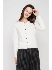 C& Jo Kardigan w kolorze białym rozmiar: 34. Białe swetry C& Jo, bez wzorów, ze splotem, klasyczne, bez ramiączek. Za 121.99 zł.