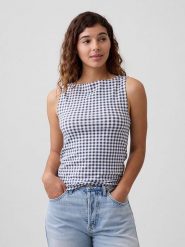 GAP Top w kolorze granatowo-białym rozmiar: XS. Białe topy GAP, xs, bez wzorów, bez kołnierzyka, bez ramiączek. Za 39.86 zł.