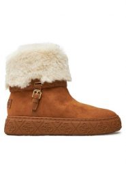 Guess Botki Uncie FLFUNC ESU10 Brązowy. Brązowe botki Guess, z aplikacjami, z materiału, bez obcasa, na płaskiej podeszwie, bez zapięcia. Za 479.99 zł.