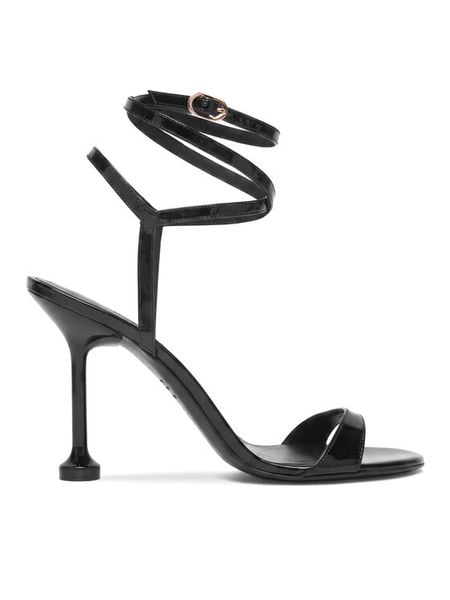 Stuart Weitzman Sandały Naudistini Wrap 100 SM910 Czarny. Czarne sandały Stuart Weitzman, bez wzorów, z lakierowanej skóry, bez obcasa, na szpilce, bez zapięcia. Za 2,087.99 zł.