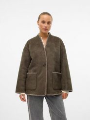 Vero Moda Kurtka przejściowa w kolorze brązowym rozmiar: XS. Czarne kurtki Vero Moda, xs, bez wzorów, ze skóry, bez kaptura. Za 101.23 zł.
