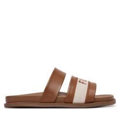 Klapki Furla. Brązowe klapki Furla, bez wzorów, bez obcasa, bez zapięcia. Za 989.99 zł.