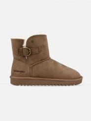 Wrangler Botki "Elsa" w kolorze szarobrązowym rozmiar: 37. Brązowe botki Wrangler, bez wzorów, bez obcasa, bez zapięcia. Za 214.95 zł.