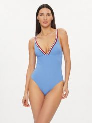 Tommy Hilfiger Strój kąpielowy UW0UW05294 Niebieski. Niebieskie stroje jednoczęściowe Tommy Hilfiger, bez wzorów, z syntetyku. Za 379.99 zł.