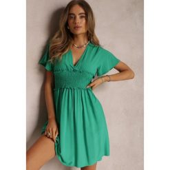 Zielona Sukienka z Wiskozy Rukhsar. Zielone sukienki Renee, l, bez wzorów, z wiskozy, bez kołnierzyka, bez ramiączek, mini, rozkloszowane. W wyprzedaży za 63.99 zł.