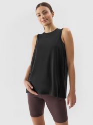 4F Top treningowy ciążowy oversize damski - czarny 3XL. Czarne topy 4f, l, bez wzorów, z dzianiny, klasyczne, bez kołnierzyka, bez ramiączek. W wyprzedaży za 49.99 zł.