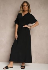 Czarna Sukienka o Rozkloszowanym Kroju z Gumką w Talii Iffine. Czarne sukienki Renee, na co dzień, l, bez wzorów, eleganckie, bez kołnierzyka, bez ramiączek, maxi, rozkloszowane. W wyprzedaży za 55.99 zł.