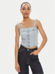 Levi's® Top Drea A7614-0000 Niebieski Slim Fit. Niebieskie topy l, bez wzorów, z bawełny, bez kołnierzyka, bez ramiączek. Za 99.99 zł.