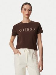 Guess T-Shirt V6RI20 J1314 Brązowy Regular Fit. Brązowe t-shirty Guess, s, z aplikacjami, z bawełny, bez kołnierzyka, bez ramiączek. Za 154.99 zł.