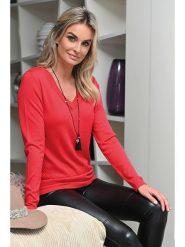 Bleu d'Azur Sweter "Belva" w kolorze czerwonym rozmiar: 36/38. Czerwone swetry Bleu d'Azur, w ażurowe wzory, z bawełny, klasyczne, bez ramiączek. Za 123.25 zł.