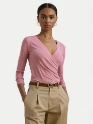 LAUREN RALPH LAUREN Bluzka 200824366027 Różowy Slim Fit. Czerwone bluzki Lauren Ralph Lauren, xs, bez wzorów, z wiskozy, bez kołnierzyka, bez ramiączek. Za 289.99 zł.