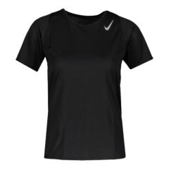 Nike DRI FIT RAC T SHIRT W Noir. Czarne t-shirty Nike, l, bez wzorów, sportowe, bez kołnierzyka, bez ramiączek. Za 200.99 zł.