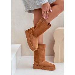 Wysokie Śniegowce Na Platformie Big Star OO274893 Camel brązowe. Brązowe śniegowce bez wzorów, bez zapięcia. Za 205.59 zł.