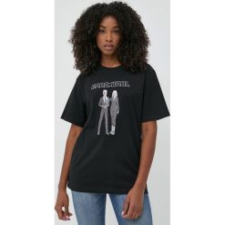 Karl Lagerfeld t-shirt bawełniany Karl Lagerfeld x Cara Delevingne kolor czarny. Czarne t-shirty KARL LAGERFELD, m, bez wzorów, z bawełny, bez kołnierzyka, bez ramiączek. W wyprzedaży za 269.99 zł.