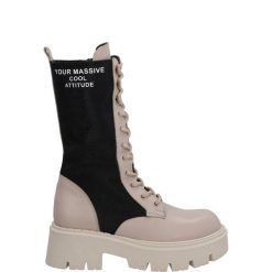 BOTKI Z WYSOKĄ CHOLEWKĄ F3130 259-272 BE. Botki Venezia, bez wzorów, ze skóry, przed kolano, bez obcasa, bez zapięcia. Za 299.00 zł.