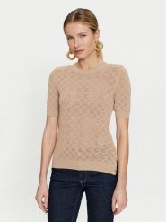 Guess Sweter Belle W4GR15 Z36O0 Beżowy Regular Fit. Brązowe swetry Guess, xs, z aplikacjami, z syntetyku, bez ramiączek. Za 379.99 zł.