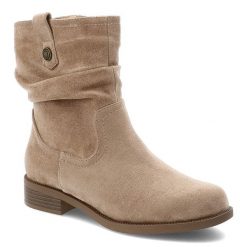 Botki damskie S.Barski o klasycznym fasonie z marszczoną cholewką ozdobnym paskiem i niskim stabilnym obcasem beżowe, HY62-8102 Beige. Brązowe botki S.BARSKI, bez wzorów, z jeansu, eleganckie, bez obcasa, na obcasie, bez zapięcia. Za 169.00 zł.
