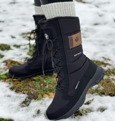 Czarne zimowe śniegowce damskie z membraną American Club Softshell Sn0. Czarne śniegowce American CLUB, bez wzorów, z jeansu, bez zapięcia. Za 249.00 zł.