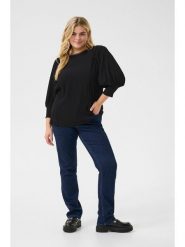 KAFFE curve Bluzka "Calvina" w kolorze czarnym rozmiar: M. Czarne bluzki KAFFE curve, m, bez wzorów, bez kołnierzyka, bez ramiączek. Za 104.99 zł.