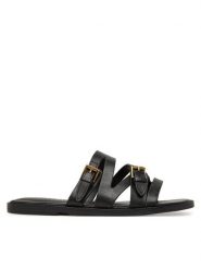 Guess Klapki FLJGRY LEA03 Czarny. Czarne klapki Guess, z aplikacjami, ze skóry, bez obcasa, bez zapięcia. Za 549.99 zł.