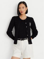 Lauren Ralph Lauren Kardigan 200932225003 Czarny Slim Fit. Czarne swetry Lauren Ralph Lauren, xs, bez wzorów, z bawełny, bez ramiączek. Za 789.99 zł.