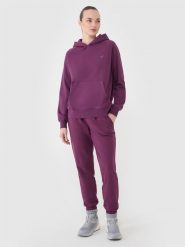 4F Spodnie dresowe joggery damskie - fioletowe S. Fioletowe spodnie dresowe 4f, bez wzorów, z bawełny, sportowe. Za 129.99 zł.