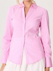 Koszula slim fit w paski - różowy. Czerwone koszule Sinsay, l, bez wzorów, bez kołnierzyka, bez ramiączek. Za 29.99 zł.