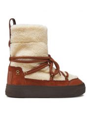 Tommy Hilfiger Śniegowce Lace-Up Faux Shearling Snowboot FW0FW08252 Beżowy. Brązowe śniegowce Tommy Hilfiger, bez wzorów, z materiału, bez zapięcia. Za 749.99 zł.