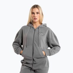 Bluza damska Pitbull Manzanita Heart Hooded Zip Sweatshirt. Szare bluzy z kapturem PITBULL, l, bez wzorów, z bawełny, na fitness i siłownię. Za 199.99 zł.