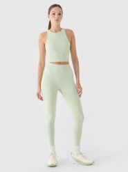 4F Legginsy treningowe z wysokim stanem damskie - turkusowe M/L. Niebieskie legginsy 4f, bez wzorów, z dzianiny, klasyczne, długie. W wyprzedaży za 59.99 zł.