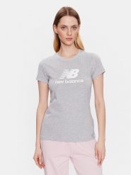 New Balance T-Shirt Essentials Stacked Logo WT31546 Szary Athletic Fit. Szare t-shirty New Balance, s, bez wzorów, z bawełny, bez kołnierzyka, bez ramiączek. Za 119.99 zł.