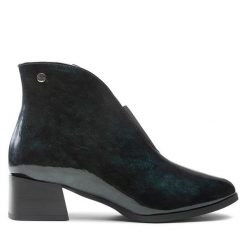 Botki Maciejka. Zielone botki Maciejka, bez wzorów, bez obcasa, na słupku, bez zapięcia. Za 429.99 zł.