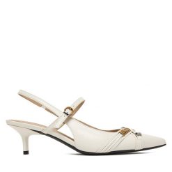 Czółenka PINKO. Białe czółenka Pinko, bez wzorów, bez obcasa, bez zapięcia. Za 1,099.00 zł.