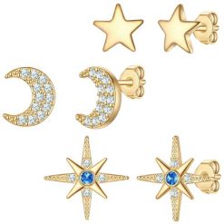 Yokoamii Kolczyki na sztyft Ksiezyc/Gwiazdy z mosiadzu w kolorze zlotym z cyrkonia 1 ct Damski. Żółte kolczyki Yokoamii, z cyrkonią, pozłacane. Za 159.99 zł.