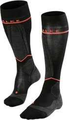 Damskie skarpety narciarskie Falke Compression. Czarne skarpetki Falke, bez wzorów, z materiału. Za 357.99 zł.