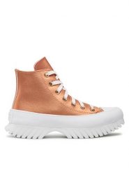 Converse Botki Chuck Taylor All Star Lugged 2.0 Hi A01304C Pomarańczowy. Brązowe botki Converse, bez wzorów, z materiału, retro, bez obcasa, na płaskiej podeszwie, bez zapięcia. Za 409.99 zł.