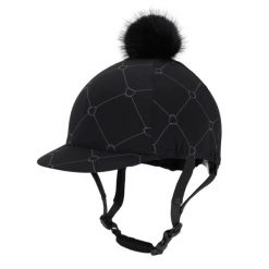 Czapka na kask jeździecki QHP Liora. Czarne czapki z daszkiem QHP, bez wzorów, z elastanu. Za 128.50 zł.