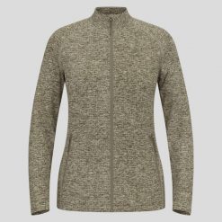 Bluza damska Odlo TENCIA Mid layer full zip. Szare bluzy bez kaptura ODLO, l, bez wzorów, z elastanu, bez kaptura, trekkingowe. Za 449.99 zł.