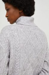 Answear Lab sweter z wełną damski kolor szary z golfem. Szare swetry Answear Lab, m, bez wzorów, z dzianiny, bez ramiączek. W wyprzedaży za 138.99 zł.