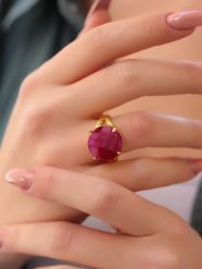 Pierres delicates Pozłacany pierścionek z agatem rozmiar: onesize. Różowe pierścionki Pierres delicates, z agatem, pozłacane. Za 34.99 zł.