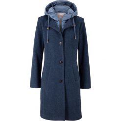 Płaszcz zimowy z materiału w optyce wełny, z efektem 2 w 1. Szare płaszcze bonprix, na zimę, bez wzorów, z wełny, bez kaptura. Za 329.99 zł.