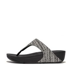 Sandały damskie FitFlop Lulu Shimmerweave. Czarne sandały FIT FLOP, bez wzorów, z materiału, eleganckie, bez obcasa, bez zapięcia. Za 442.50 zł.