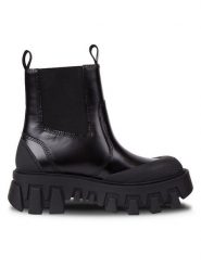 Tommy Jeans Sztyblety Tjw Chunky Chelsea Mix Material EN0EN02375 Czarny. Czarne botki Tommy Jeans, bez wzorów, z jeansu, bez obcasa, na płaskiej podeszwie, bez zapięcia. Za 379.99 zł.