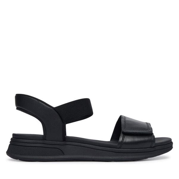 Sandały Caprice. Czarne sandały Caprice, bez wzorów, bez obcasa, na płaskiej podeszwie, bez zapięcia. Za 339.99 zł.