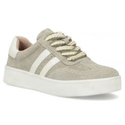 Skórzane półbuty sneakersy damskie na platformie khaki Filippo DP7512. Brązowe półbuty wsuwane Filippo, bez wzorów, ze skóry, sportowe, bez obcasa, na platformie. Za 199.99 zł.
