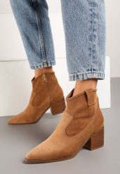 Brązowe Botki Vices w Stylu Kowbojek na Obcasie Vertige. Brązowe botki Renee, bez wzorów, z jeansu, boho, bez obcasa, na obcasie, bez zapięcia. W wyprzedaży za 127.49 zł.